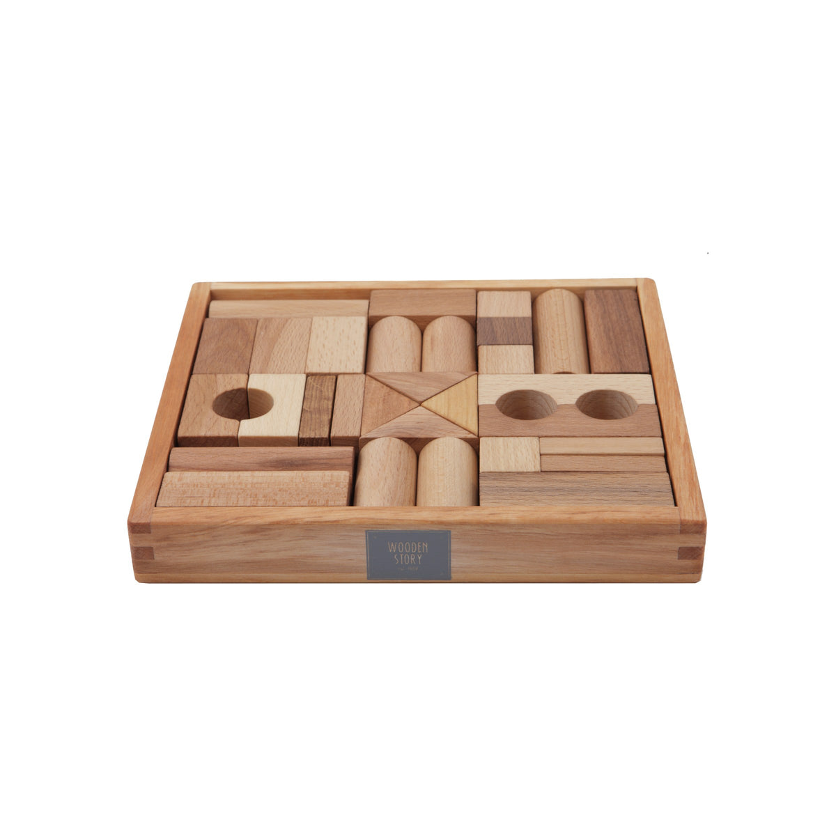 Wooden Story Natural Blocks in Tray - 30 Pieces