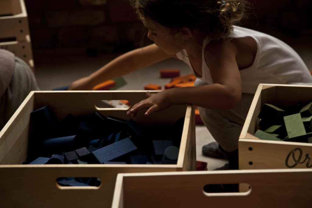 Rainbow wooden blocks detail by Wooden Story