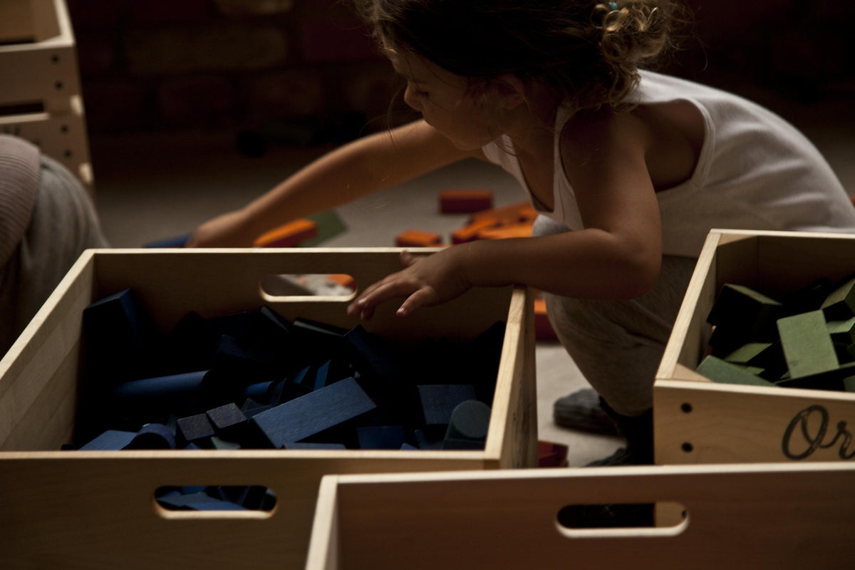 Rainbow wooden blocks detail by Wooden Story