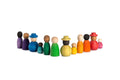 Twelve Grapat Together wooden figures in three skin tones