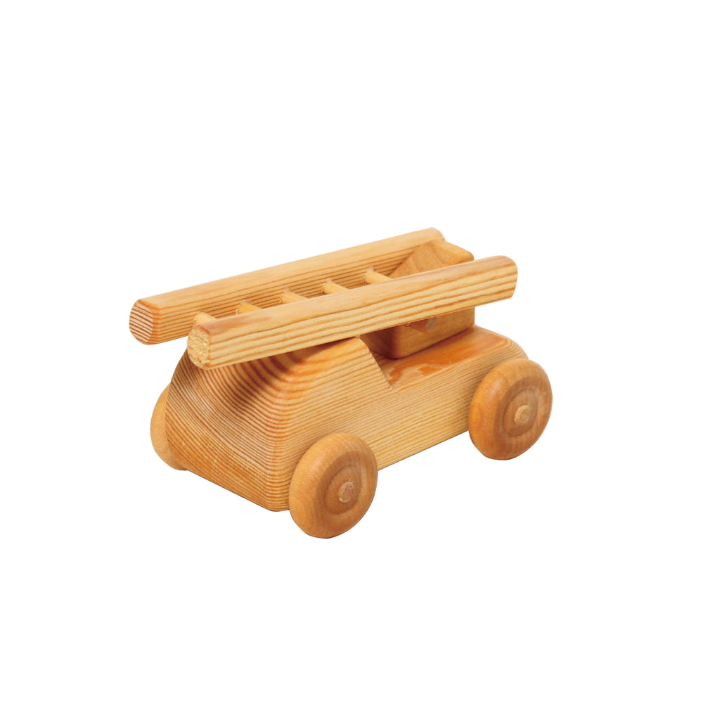 Telleby Small Wooden Fire Engine with a wooden ladder resting on top.